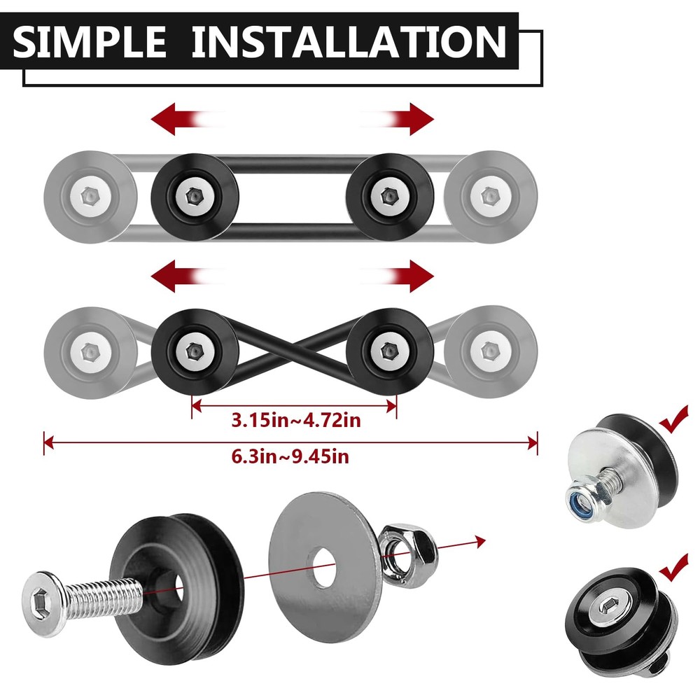 BFXM Universal Bumper Clips, Front Rear Quick Release Kit, 2set, Black