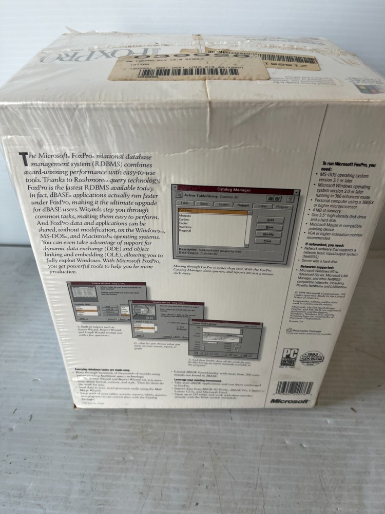 Microsoft FoxPro Database Management System Version 2.6 VTG 1994 - New Sealed