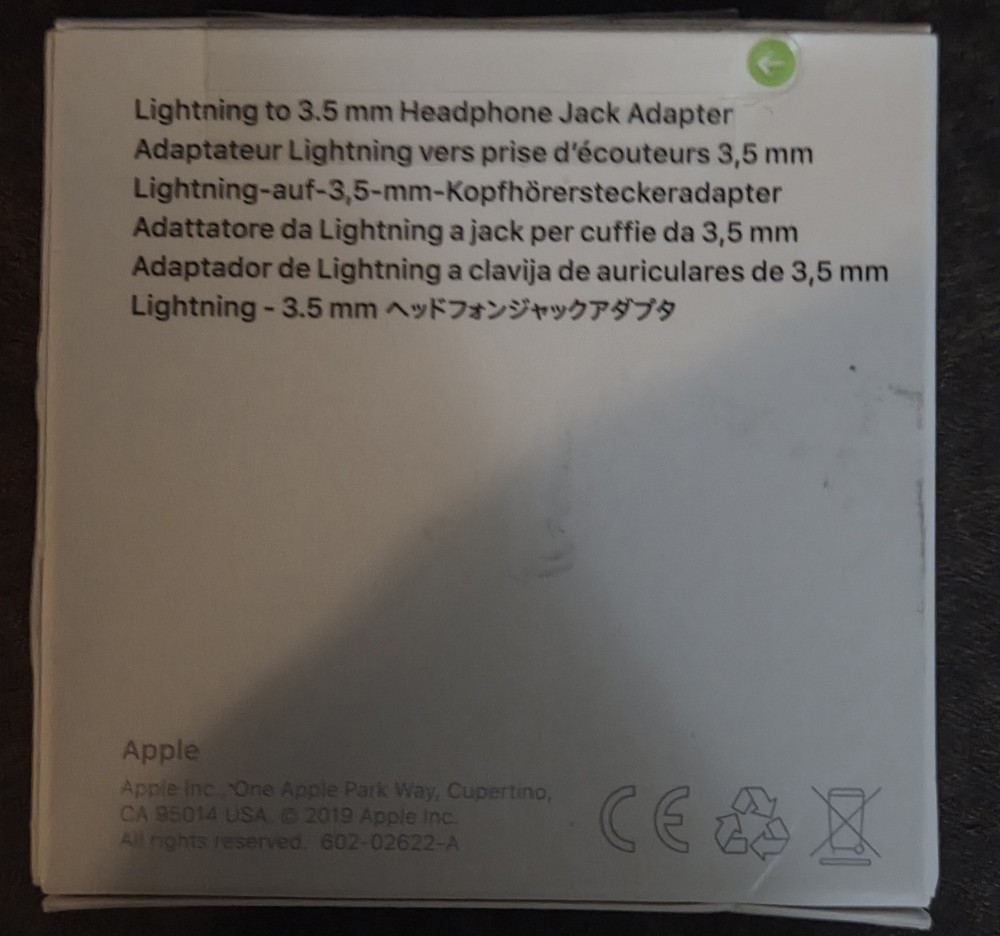 Apple Lightning to 3.5 mm Headphone Jack Adapter