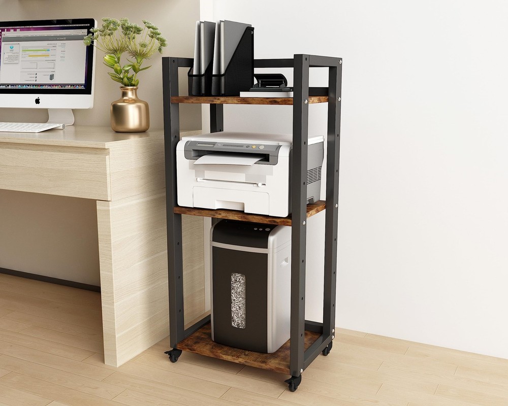 Natwind 3-Tier Movable Printer Stand with Storage Rolling Floor-Standing Desksid