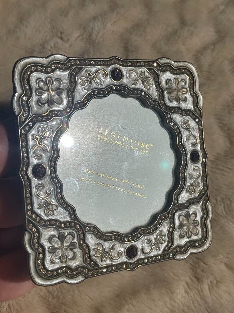 ArgentoSC Enameled Frame with Swarovski Crystals - 3"x3"