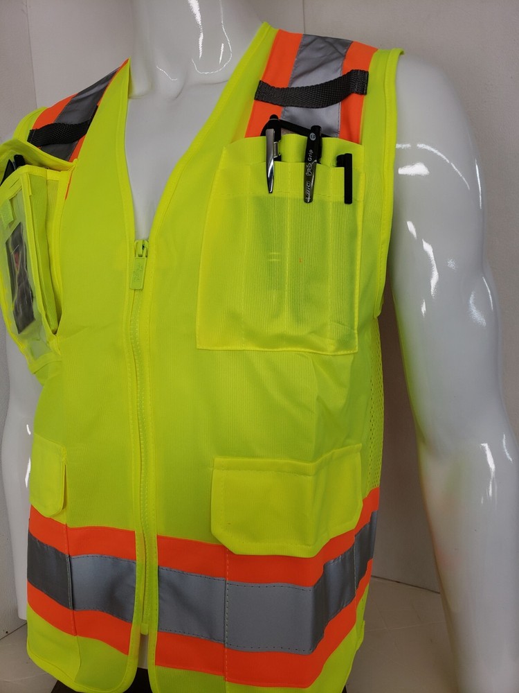 FX HIGH VISIBILITY Surveyor Two Tone Safety Vest Solid front & Mesh back