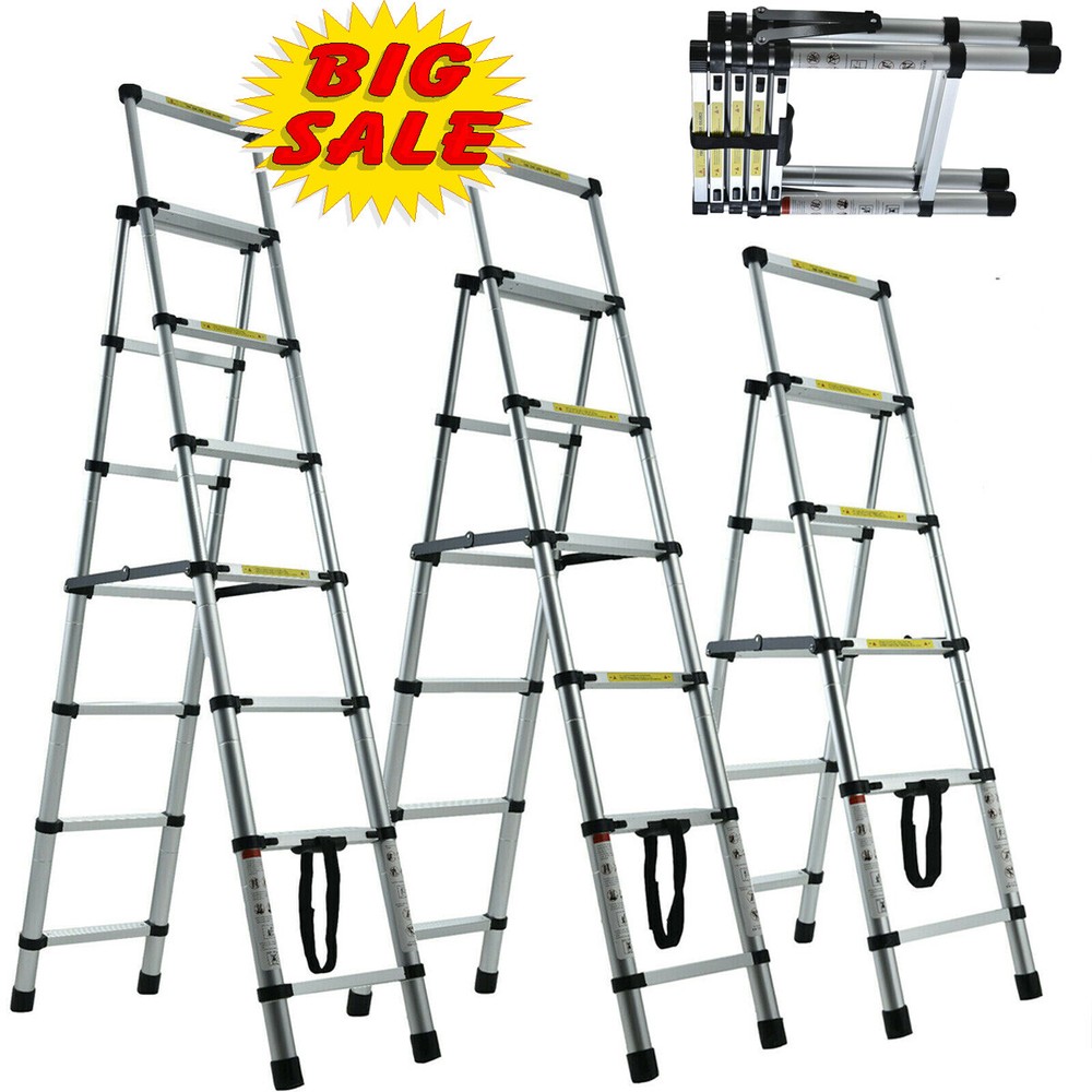 1.4M-2.3M Multi-Purpose Aluminium Telescopic A Frame Folding Ladder Extendable