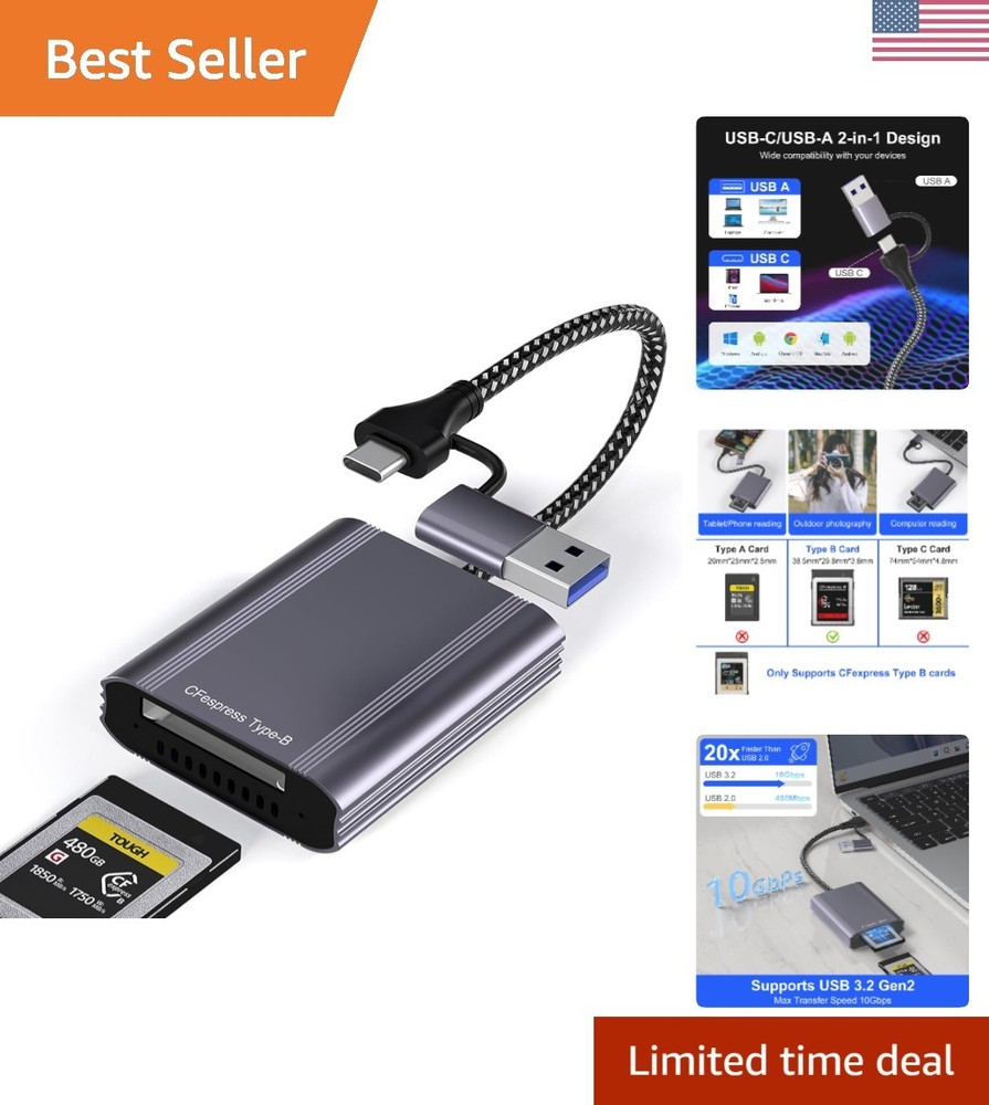 Cfexpress Type B Card Reader - USB 3.2 Gen 2 10Gpbs CF Express Type B Adapter...
