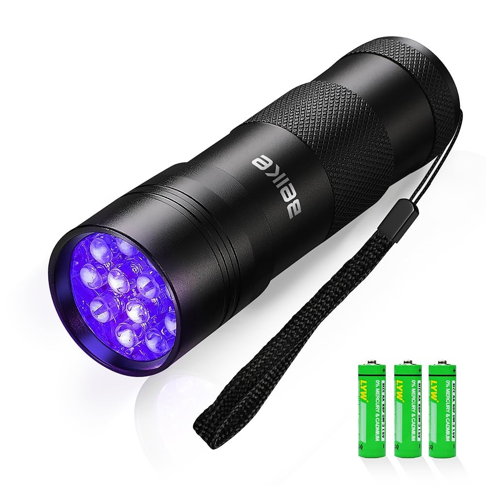 UV Flashlight Black Light–Small Portable Mini 12 LED Blacklight 1 pack,