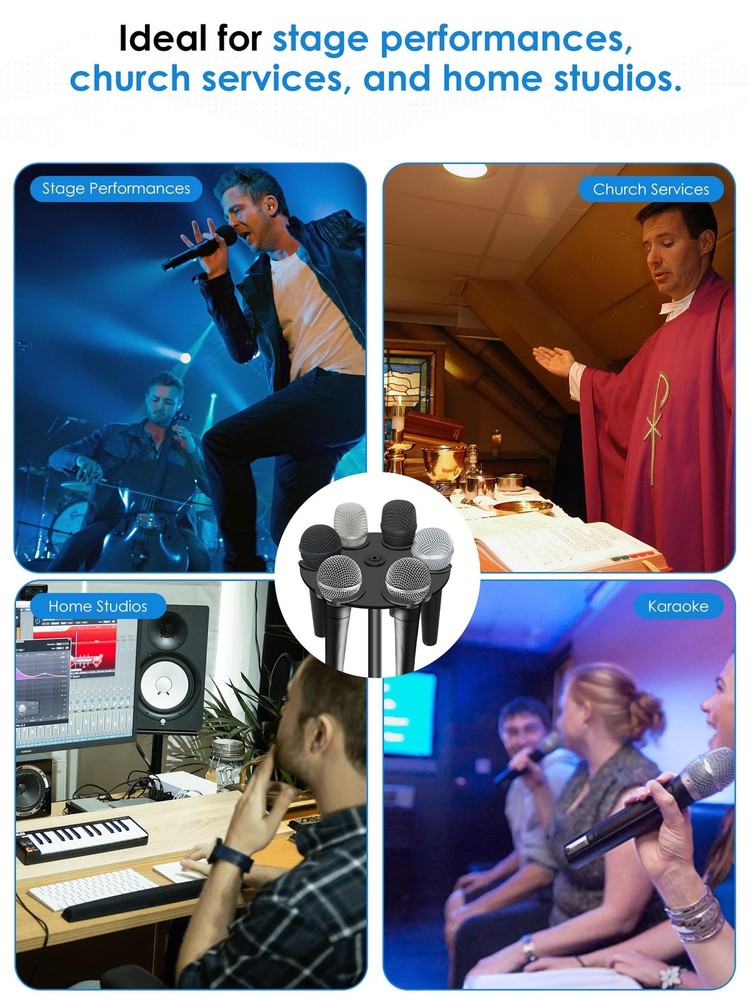 Multi Microphone Holder (Aluminum) Multi-Mic Holder for Handheld Dynamic, Wir...