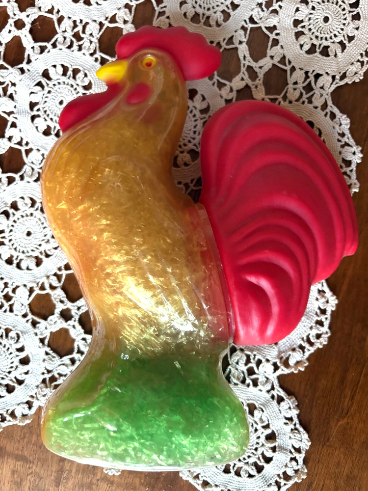 VINTAGE 10.5" ROOSTER CEULOID/PLASTIC CANDY CONTAINER 1940'S