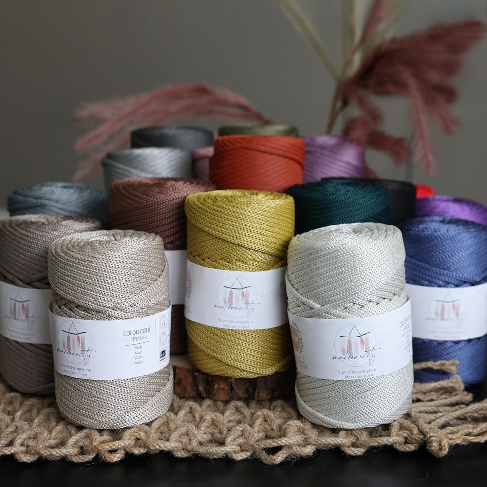 Premium Polyester Macrame Crochet Bag Cord For Crafts 5mm Polypropylene Grey