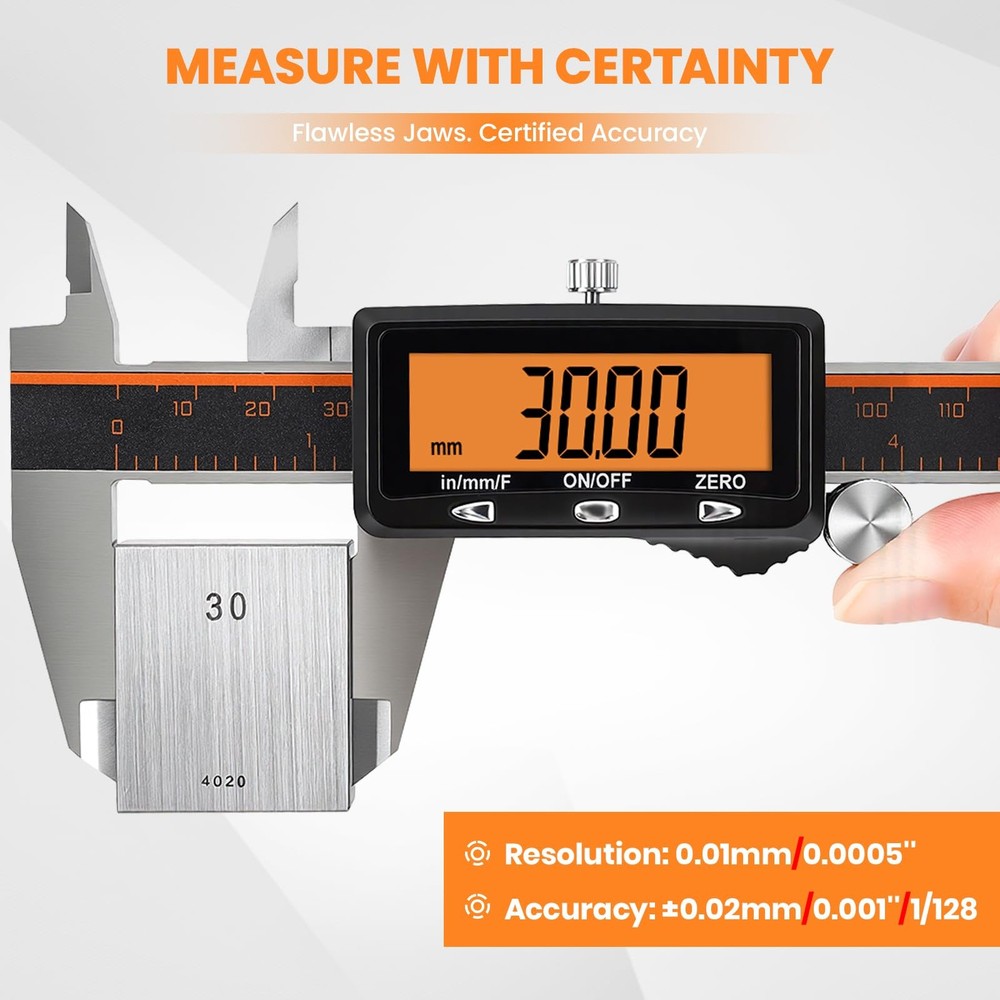 HARDELL Digital Caliper, Rechargeable Caliper Measuring Tool with Large Orang...
