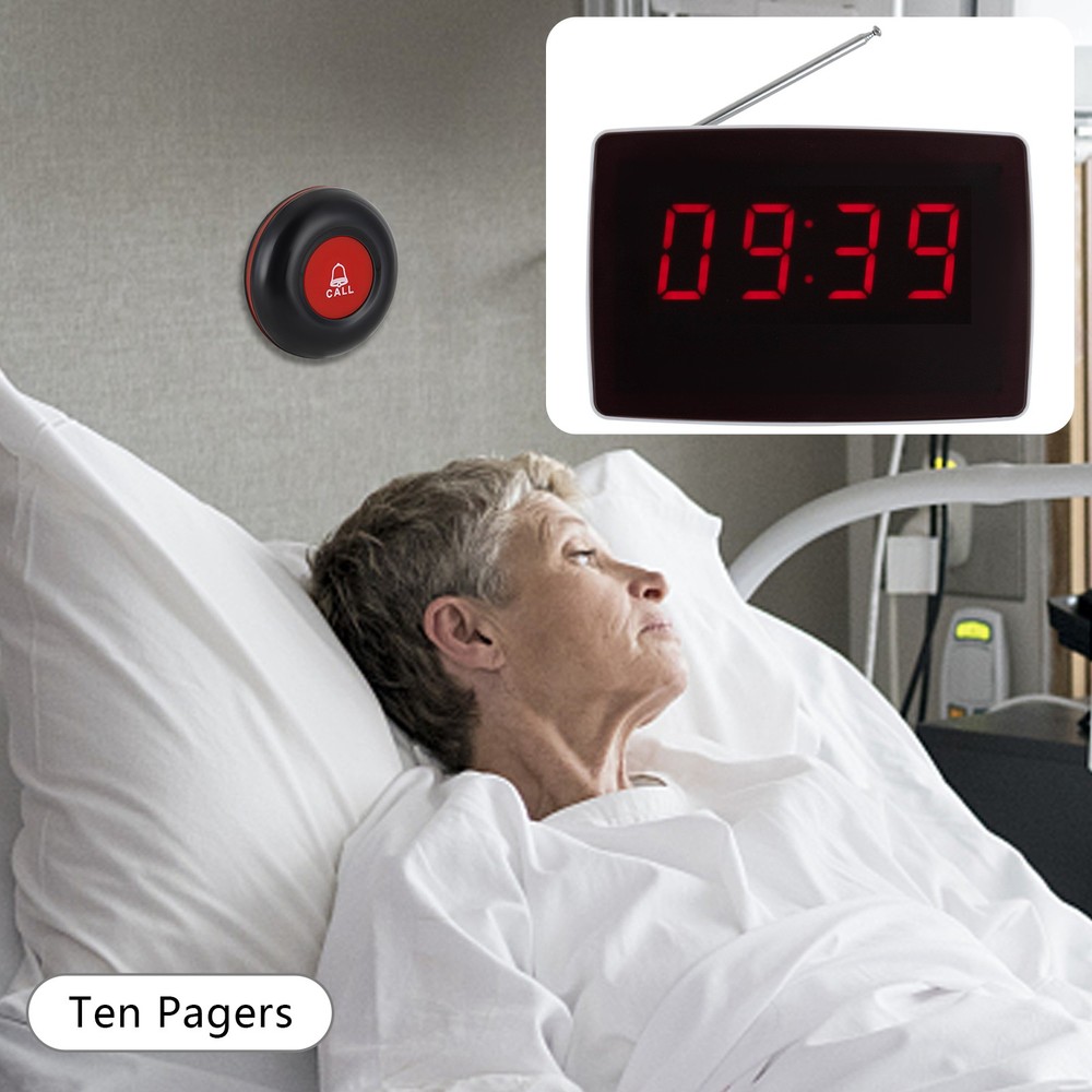 Wireless Calling Button Elderly Nurse Alert System 10 Call Buttons+1 Receiver