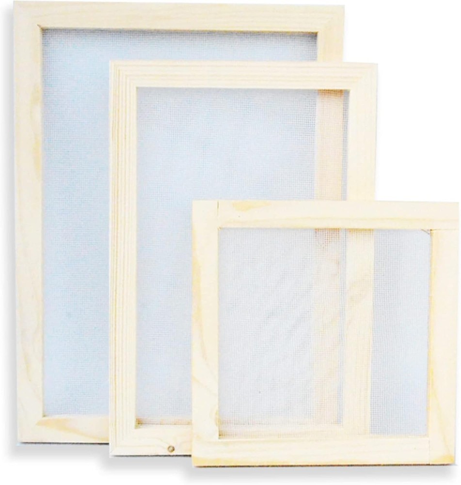 11 Pack Paper Making Screen Kit Include 5 PCS Wooden Paper Making Mold Frame...