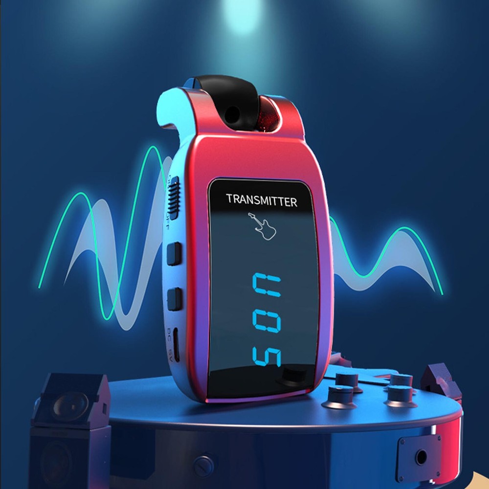 UHF Guitar Wireless System LED Display Rechargeable Transmitter and Receiver