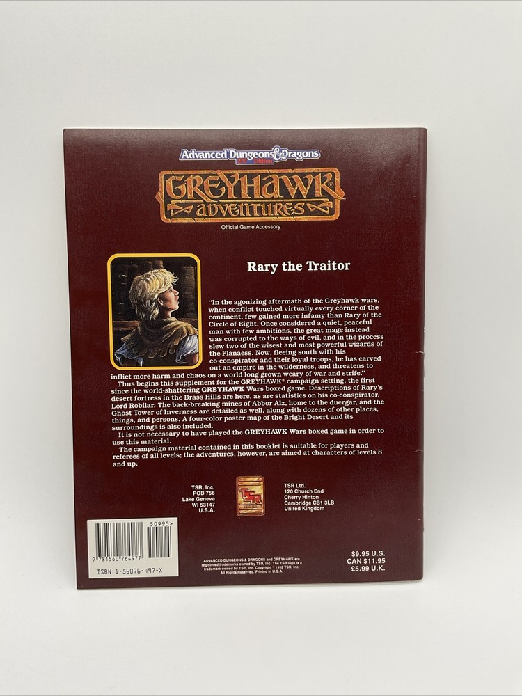 AD&D module WGR3 Rary the Traitor with Map (1992)