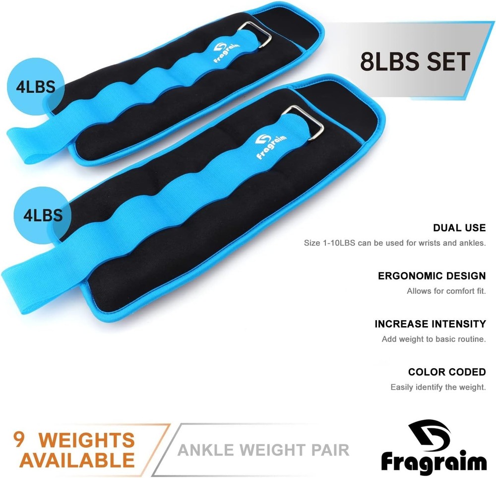 Durable Cotton Ankle Weights - Adjustable 8lbs Pair for Effective Workouts