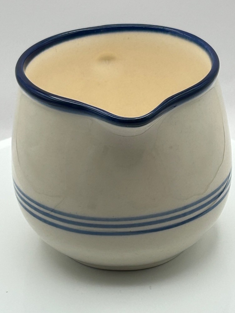 White & Blue Ceramic Pitcher Marked DDR East Germany