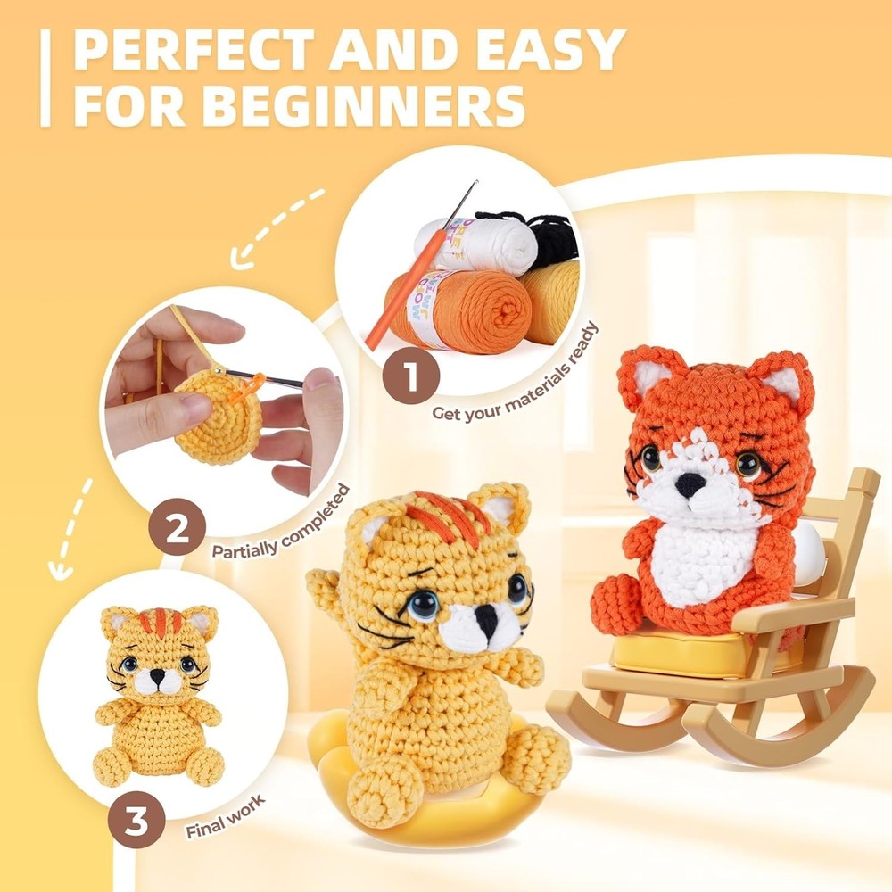 Beginner-Friendly Crochet Kit with Yarn & Video Guide - Gift Idea