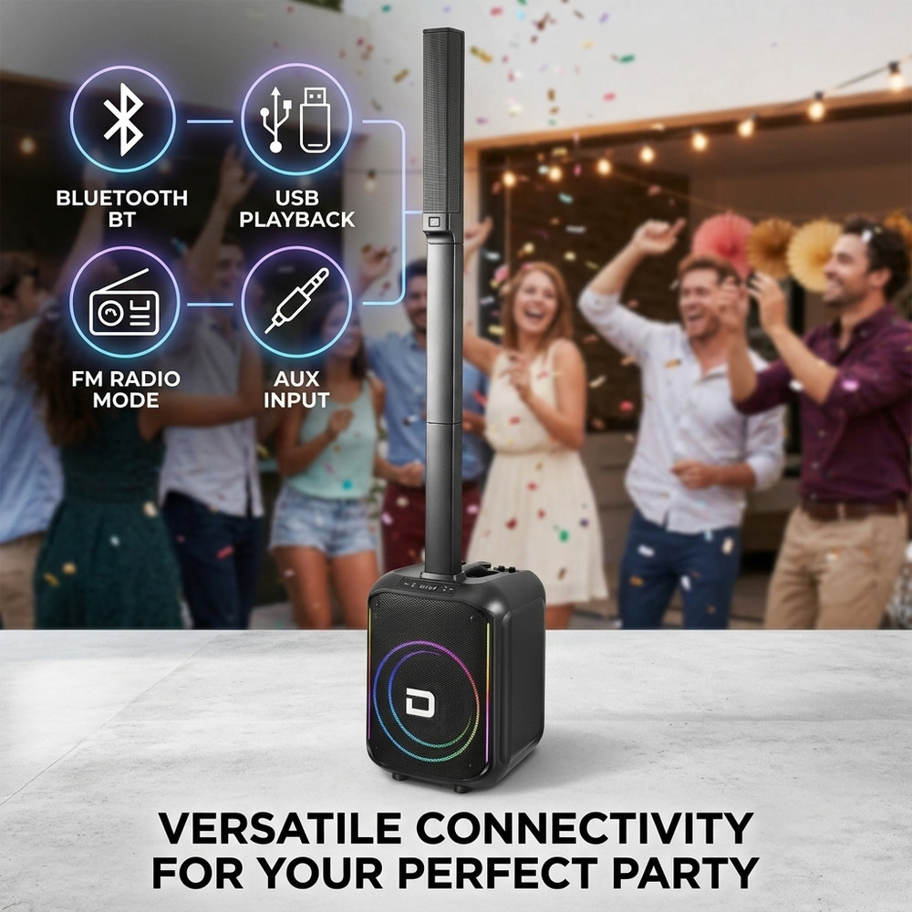 Powered Portable Column Array PA System Bluetooth Speaker with 12" Subwoofer NEW