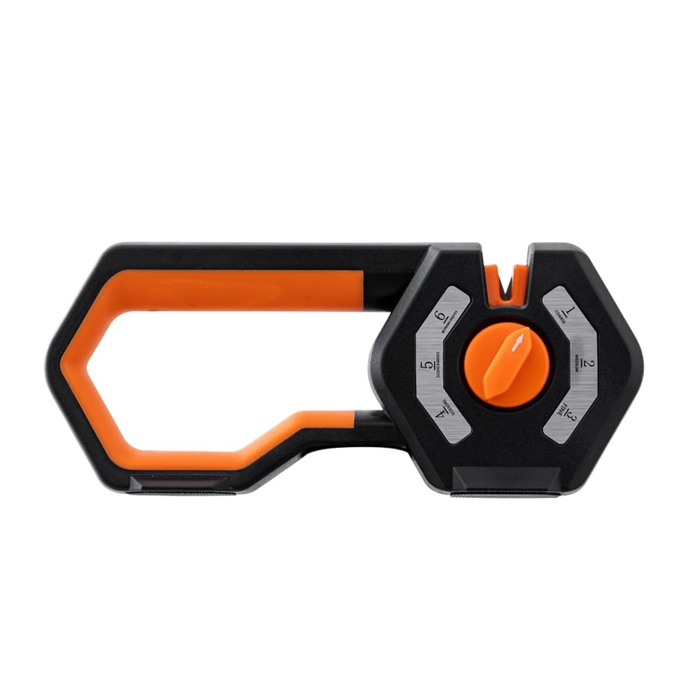 Orange 6-Stage Kitchen Knife Sharpener Adjustable Handheld Manual Sharpener