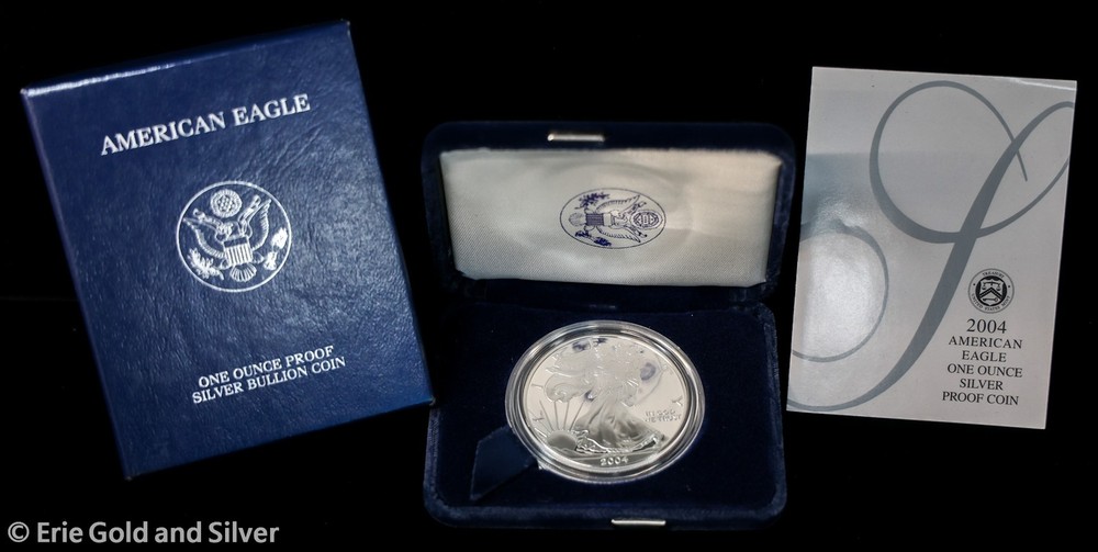 2004-W $1 US Mint Proof American Silver Eagle w/ Box & COA