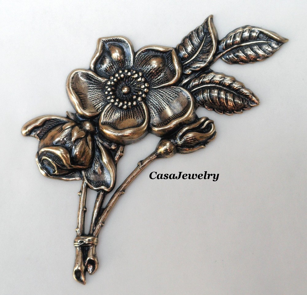 #4165 BEAUTIFUL ANTIQUED GOLD FLORAL COMPONENT - 1 Pc