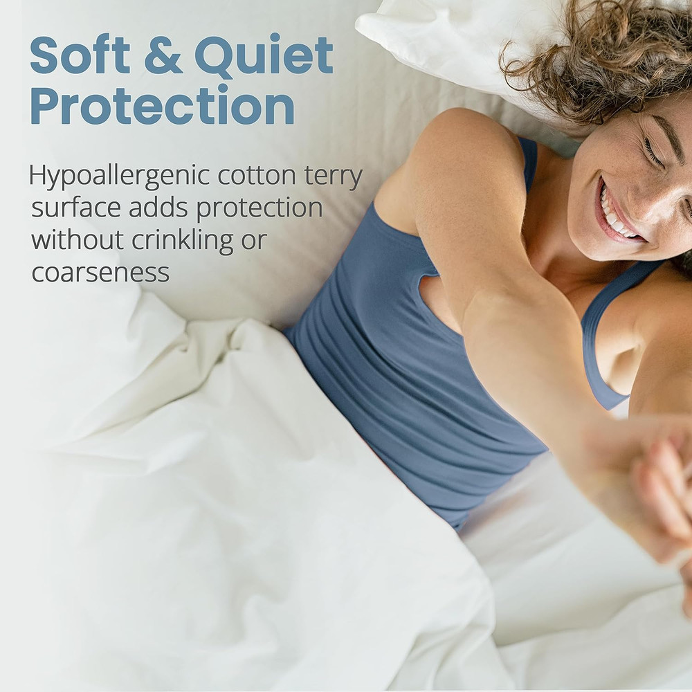 Waterproof Twin Size Mattress Protector - Fitted with Stretchable Pockets - Mach