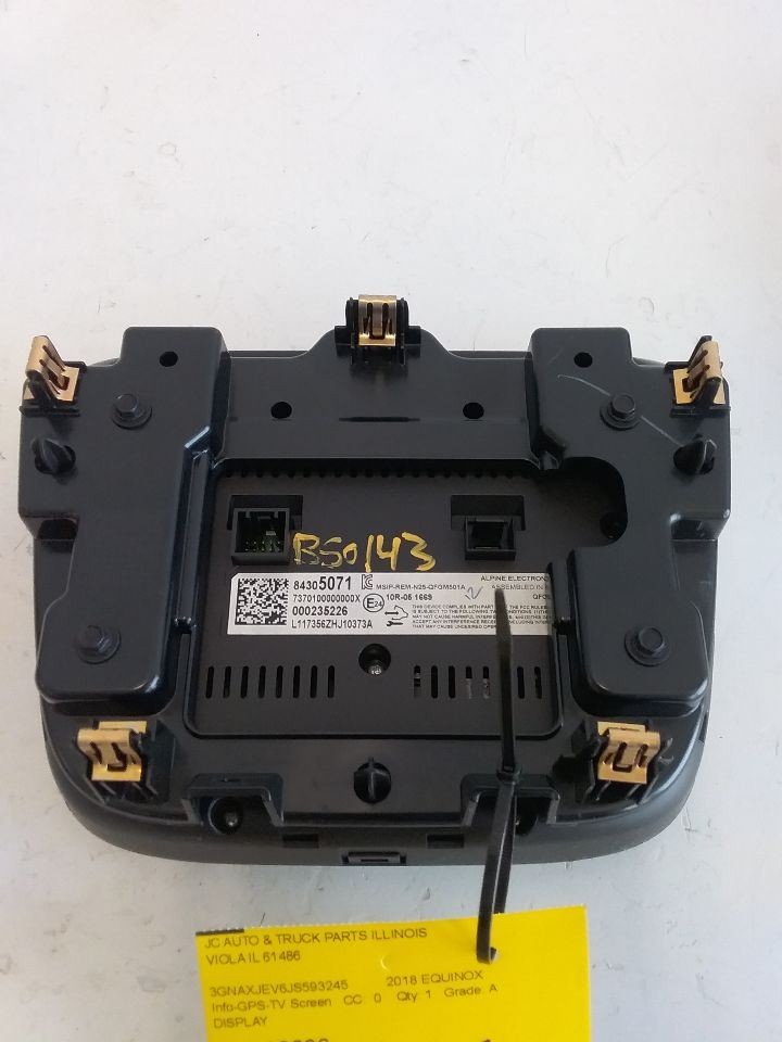 2018 Chevy Equinox 8" Display Screen and Control Panel