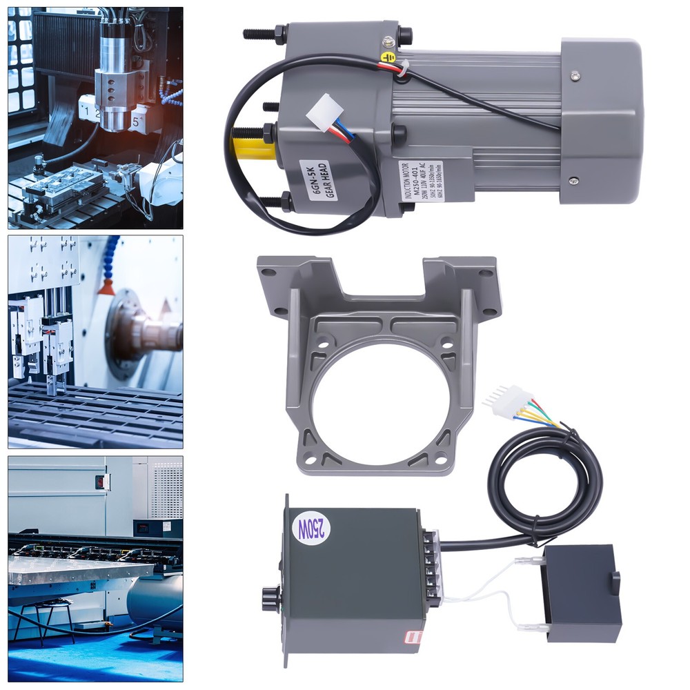 250W 110V AC Gear Motor with Variable Speed Controller and Bracket Single Phase