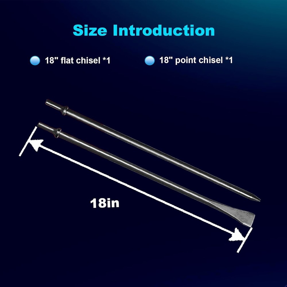 Pneumatic Cold Chisel Set, 3/4" Width 18" Long Air Pneumatic Hammer