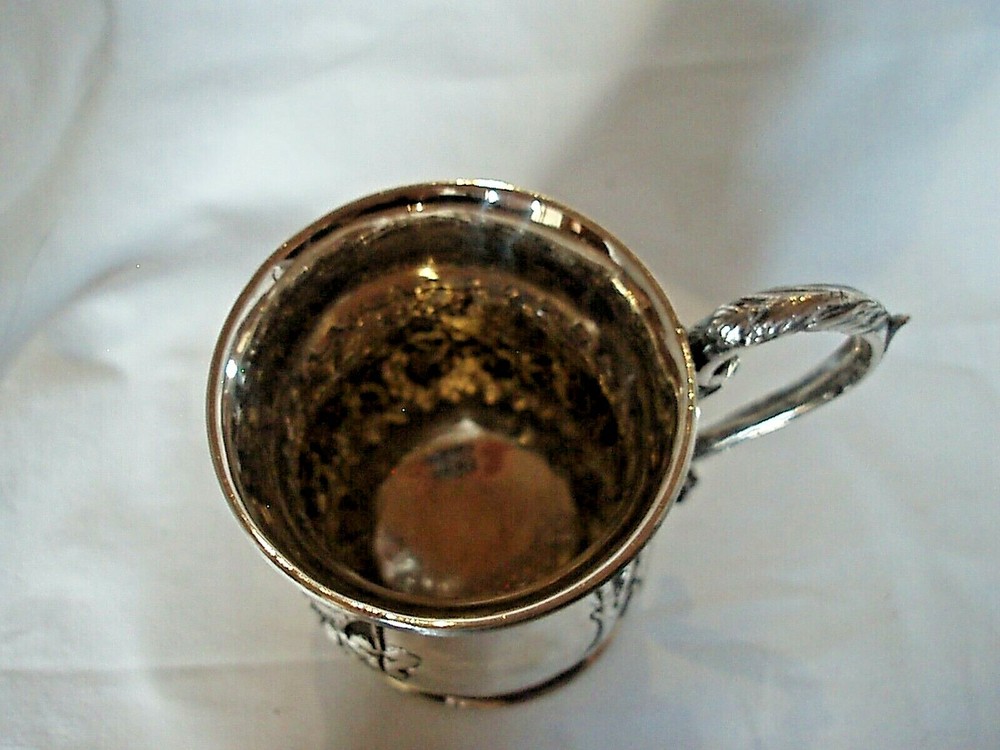 VINE LEAF MUG EDWARDIAN STERLING SILVER BIRMINGHAM 1904