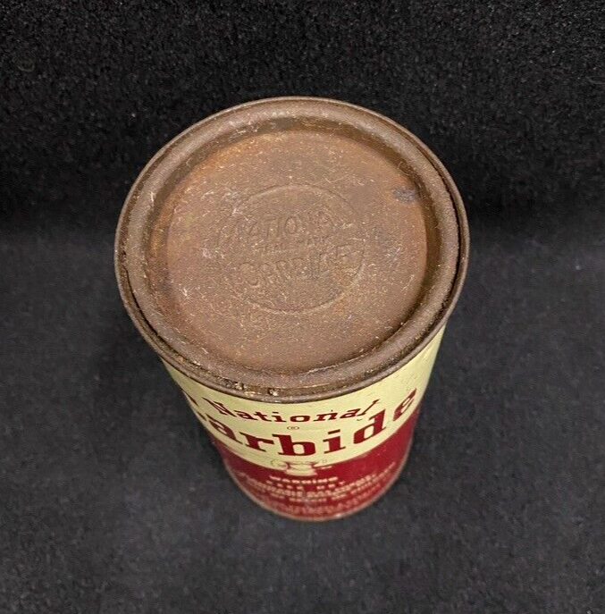 Vintage National Carbide Coal Mining Lantern Tin Full NOS Two Pound Can