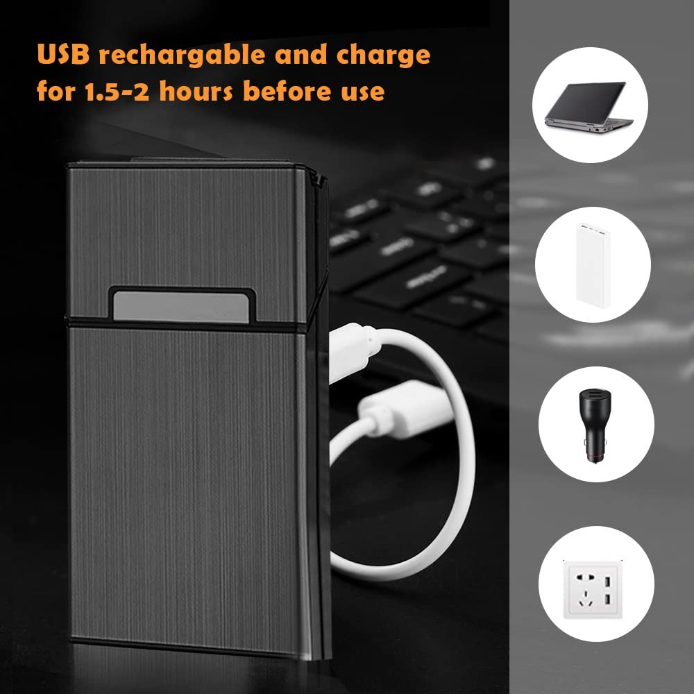 Cigarette Case with Electric Lighter,100mm Brushed Aluminum Box 1