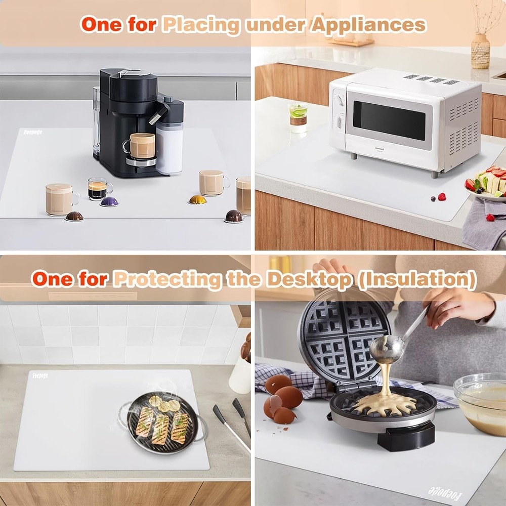 2MM Extra Thick Silicone Mats for Kitchen Counter 23.6" x 15.7", Translucent
