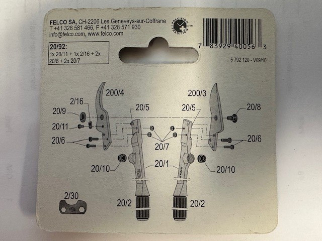 Felco Part # 20/92 Replacement Bolts Set