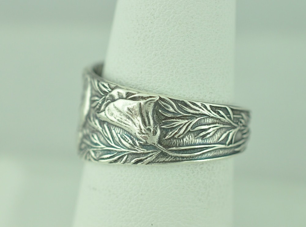 Solid 925 Sterling Silver Poppy Flower Floral Adjustable Spoon Ring