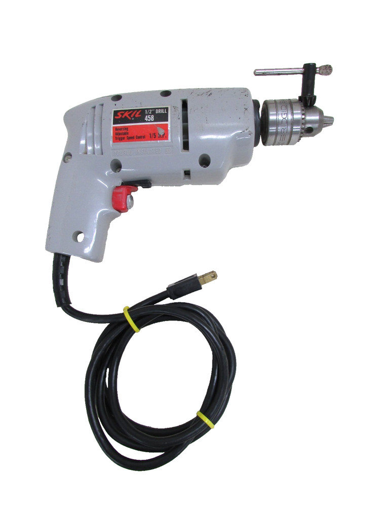 VINTAGE SKIL TOOLS 1/2” REVERSIBLE / ADJUSTABLE SPEED CONTROL TRIGGER DRILL 458