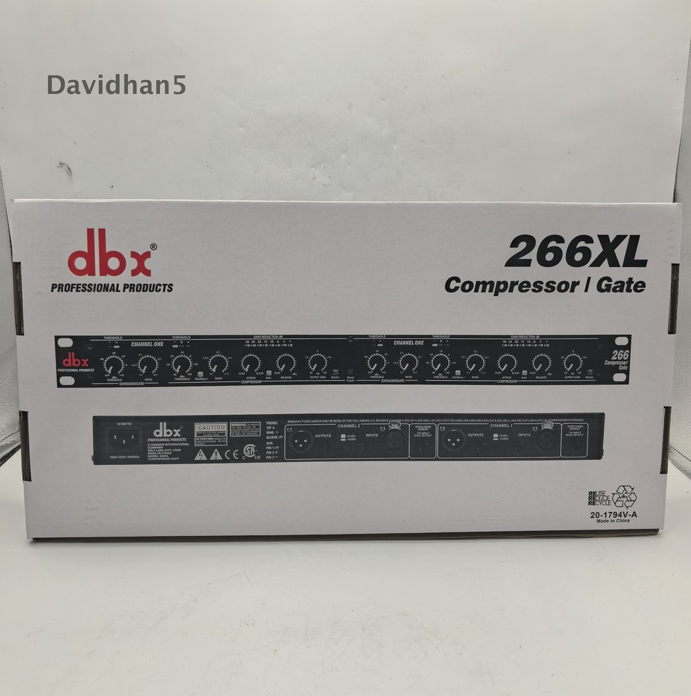 DBX 266XS 2-Channel Compressor/Gate Rack Mount Pro Audio Dynamics Processing New