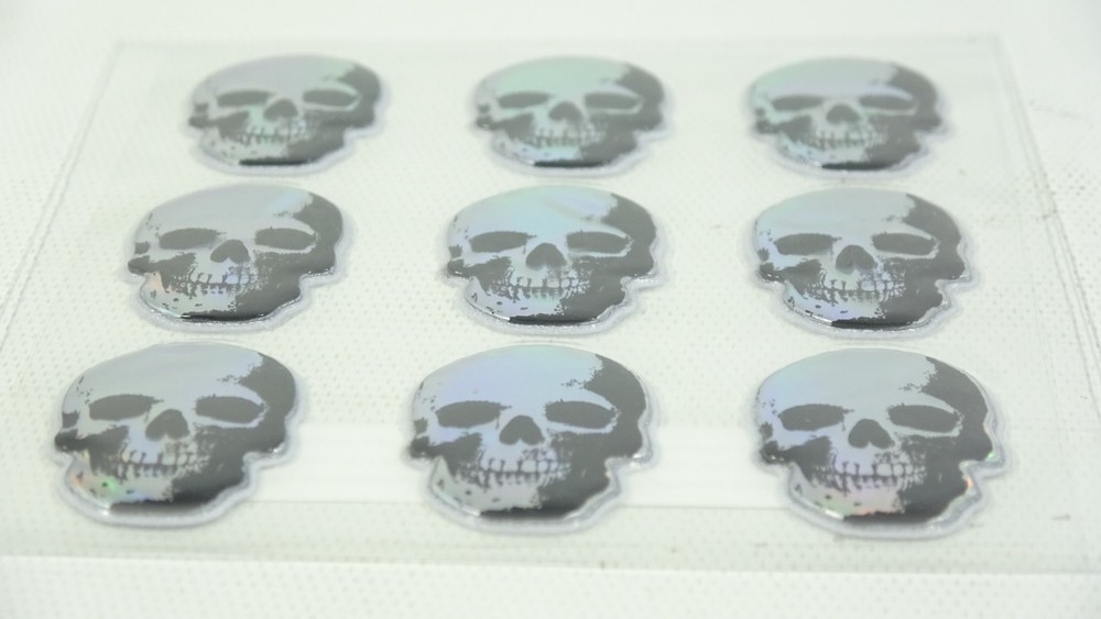 2 Sheets Halloween Silver Puffy Skeleton 18 Stickers