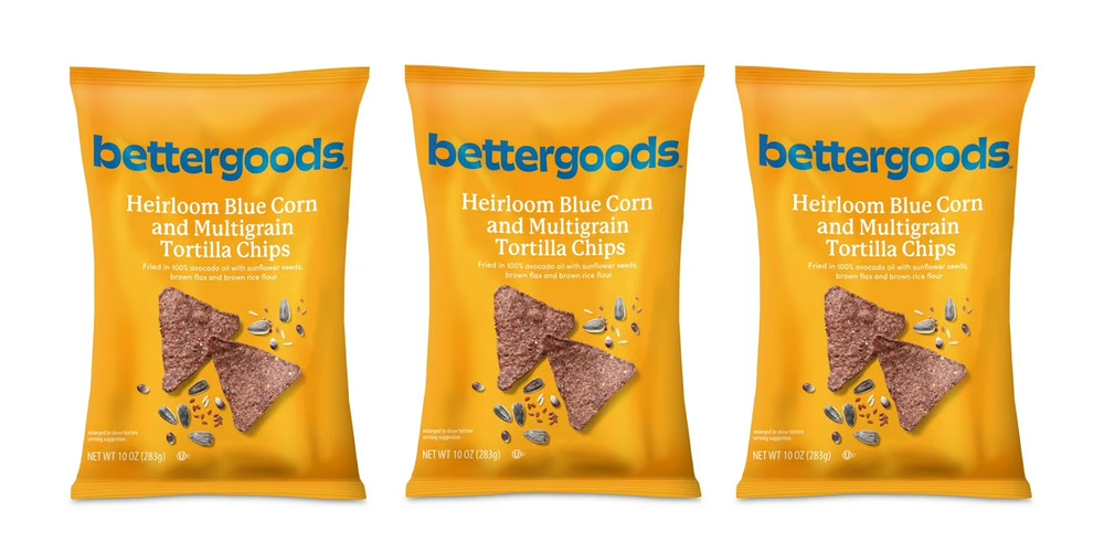 (3 pack) bettergoods Heirloom Blue Corn and Multigrain Tortilla Chips, 10 oz