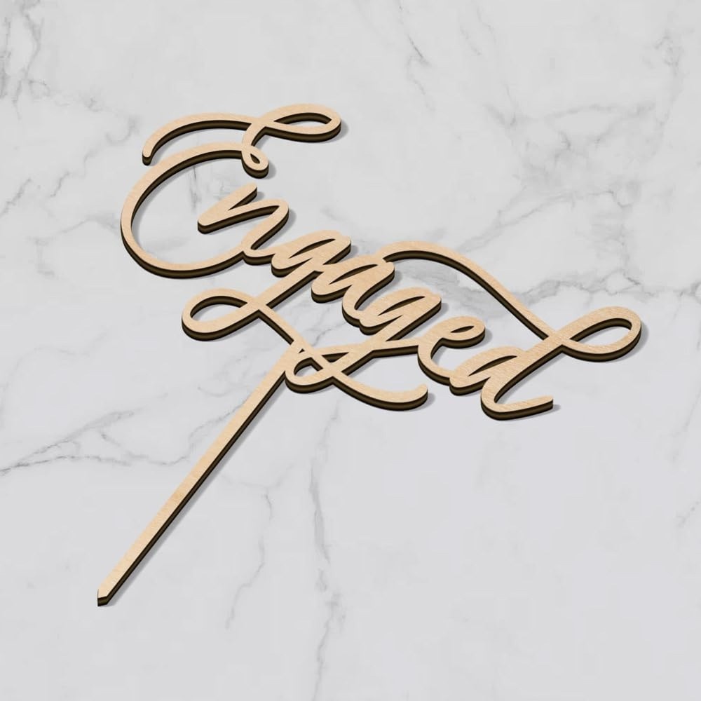 Engaged Cake Topper Engagement Cake Topper in Wood Basic