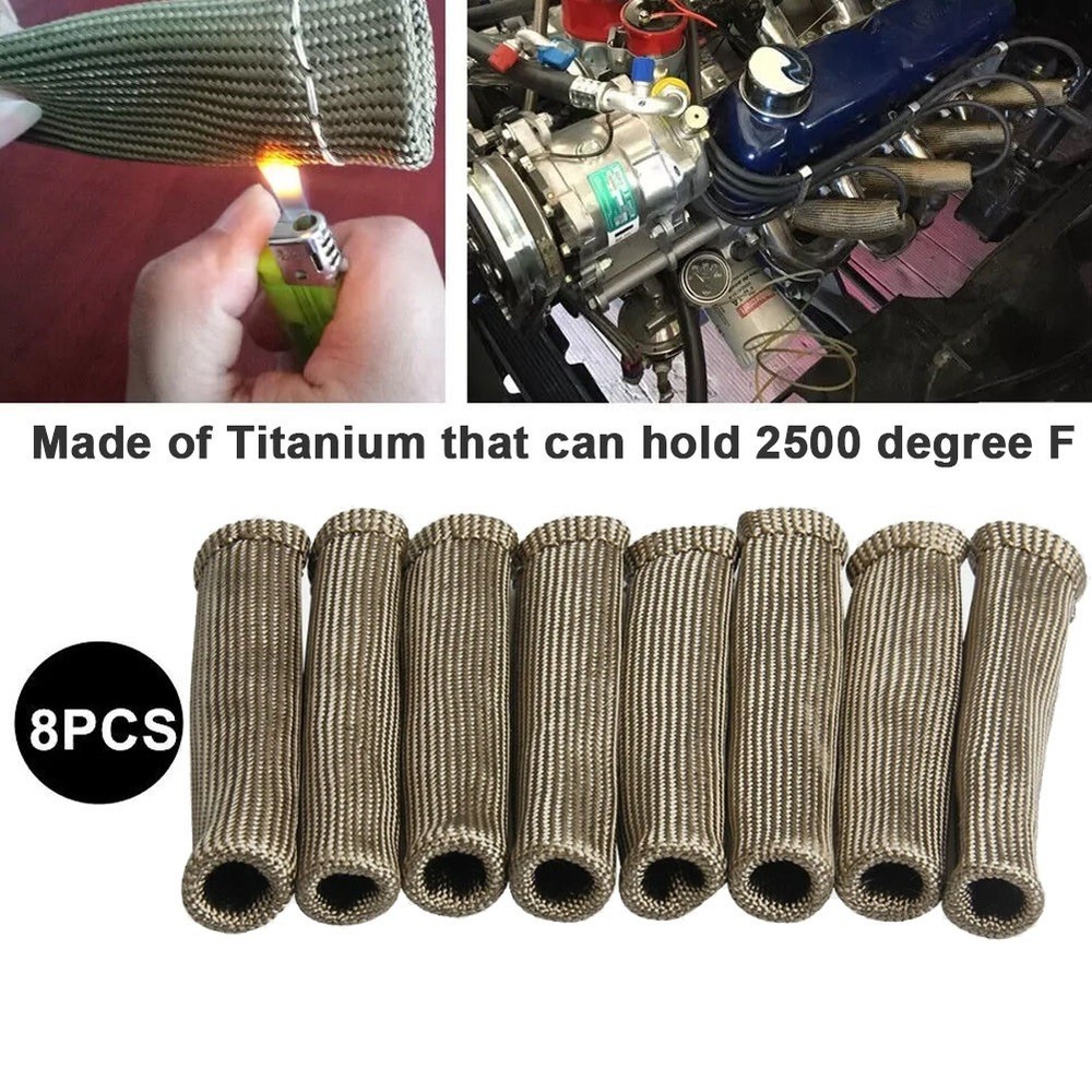 2500° Titanium Spark Plug Wire Sleeve Boot Heat Shield Protector For LS1/LS2/LS4