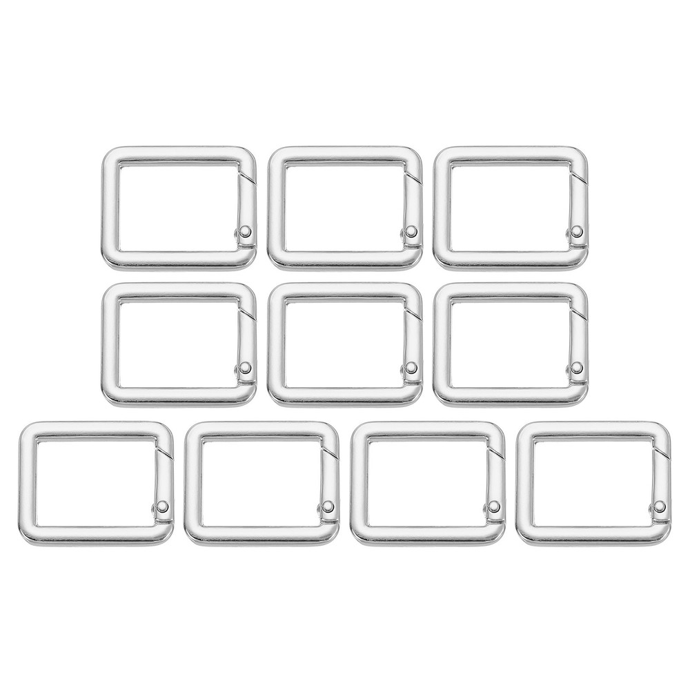 10 Pcs 34mm Square Shaped Spring Snap Keychain Clip for Purses Silver