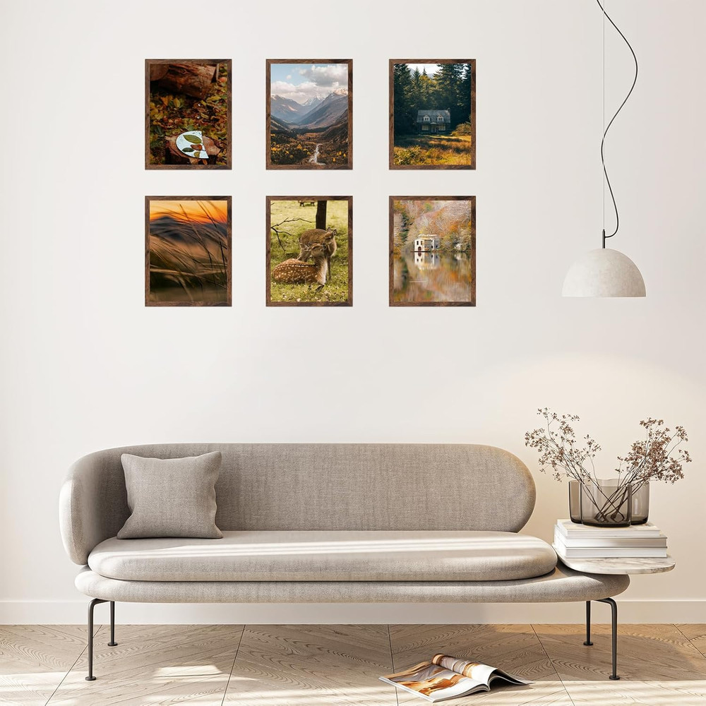 Deep Brown 9x12 Wood Picture Frame for Wall or Tabletop, Horizontal/Vertical