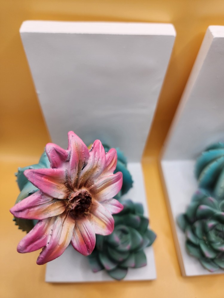 Ceramic Cactus Figurine Bookends Set Of 2
