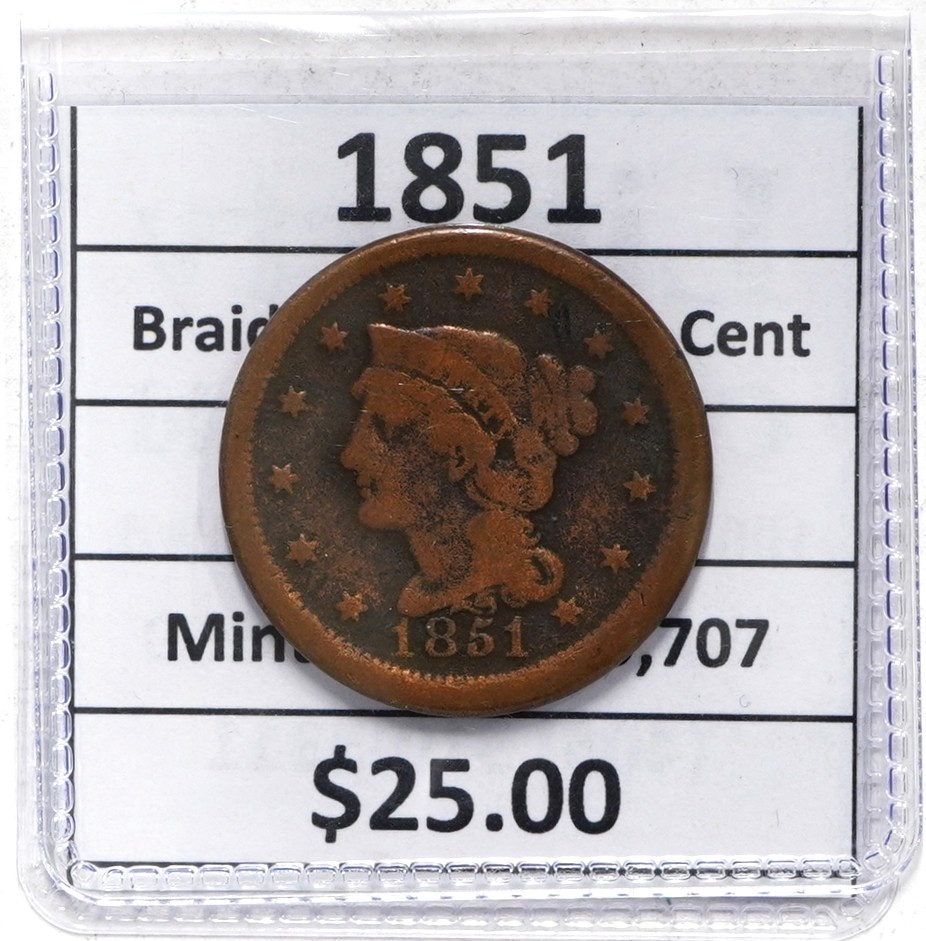 1851 Braided Hair Large Cent