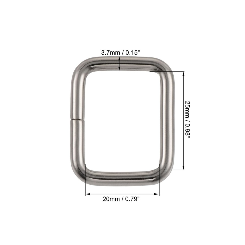 Metal Rectangle Ring Buckles 25 x 20mm Inner Dimensions Silver Tone 15pcs