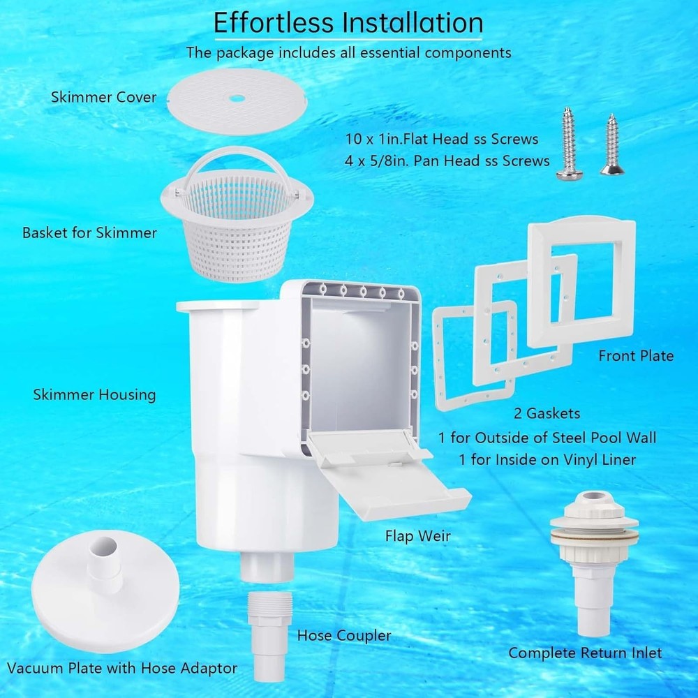 Reliable Above Ground Pool Skimmer - Lightweight, Durable & Includes Accessories