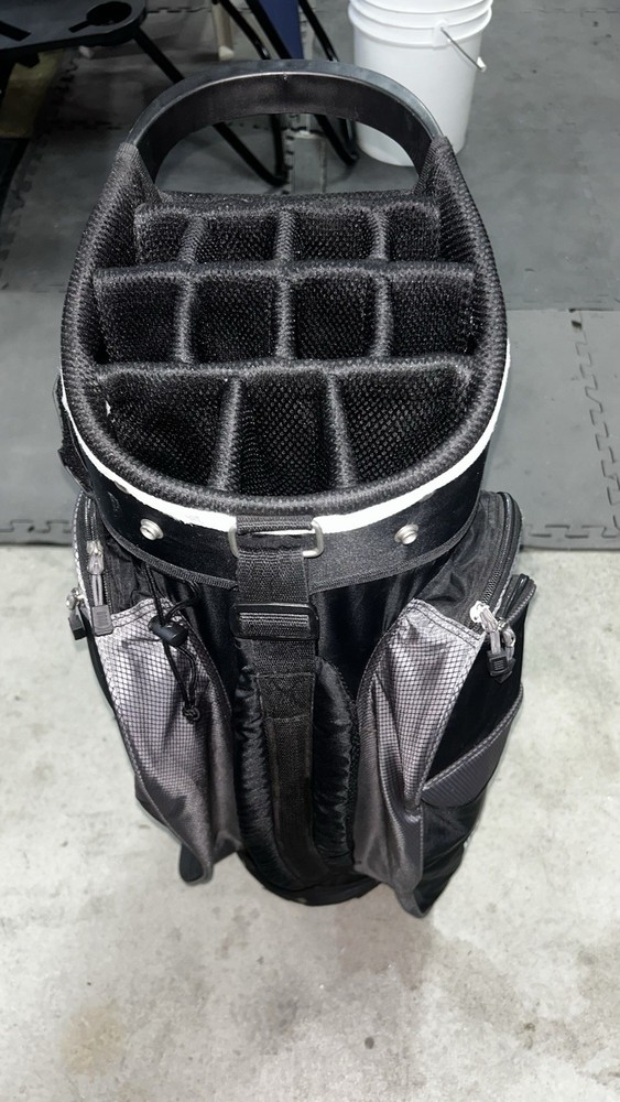 Prosimmon 14-Way Cart Golf Bag Black White Gray Polyester Divider Zip Pockets