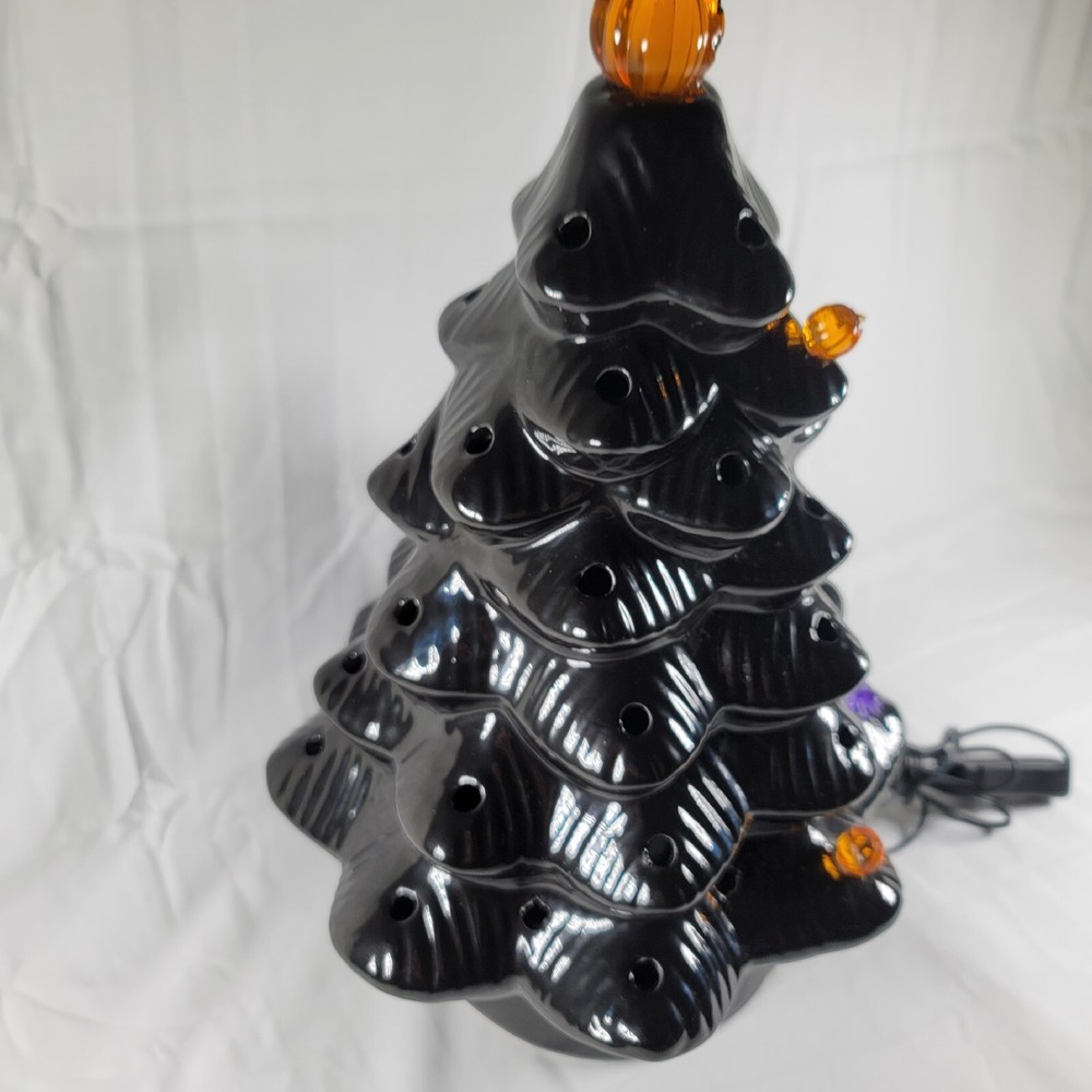 Mr. Christmas 12" Illuminated Ceramic Nostalgic Tree Black -Missing ORNAMENTS