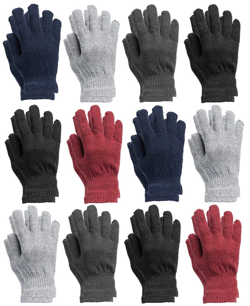 Yacht & Smith 12 Pairs Women's Winter Gloves, Magic Stretch (Solid Assorted - G)