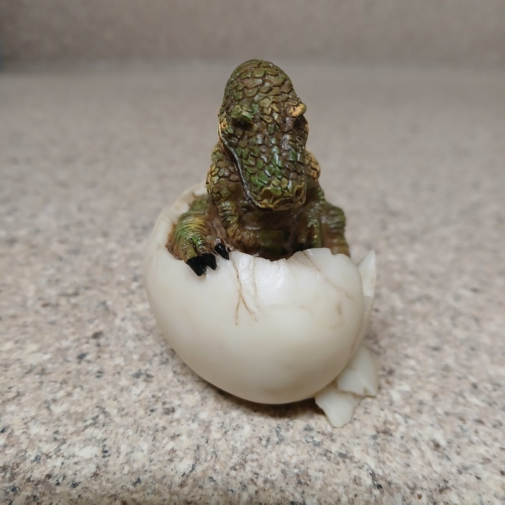 Vintage T-Rex Hatching Stone Resin Egg 2.5" Tall
